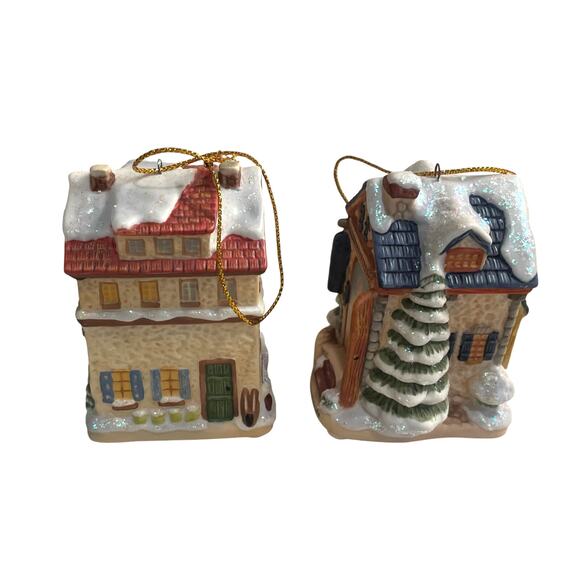 VTG M.I. Hummel Bavarian Village Christmas Ornaments Set of 2 "Village Pharmacy" - Picture 2 of 8